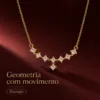 colar geométrico com quadrados, variante dourada, pedra clara, referência 85290-17