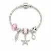 pulseira prateada rosa em fundo branco, referencia 85326-3