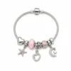 pulseira prateada rosa em fundo branco, referencia 85326-4