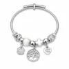 pulseira prateada branca árvore da vida em fundo branco, referencia 85328-10
