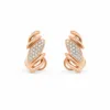 Brincos dourados rosa com folha pavé e aros cruzados