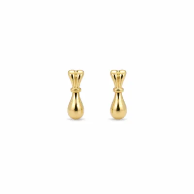 Brincos fashion dourados laço com gota polida