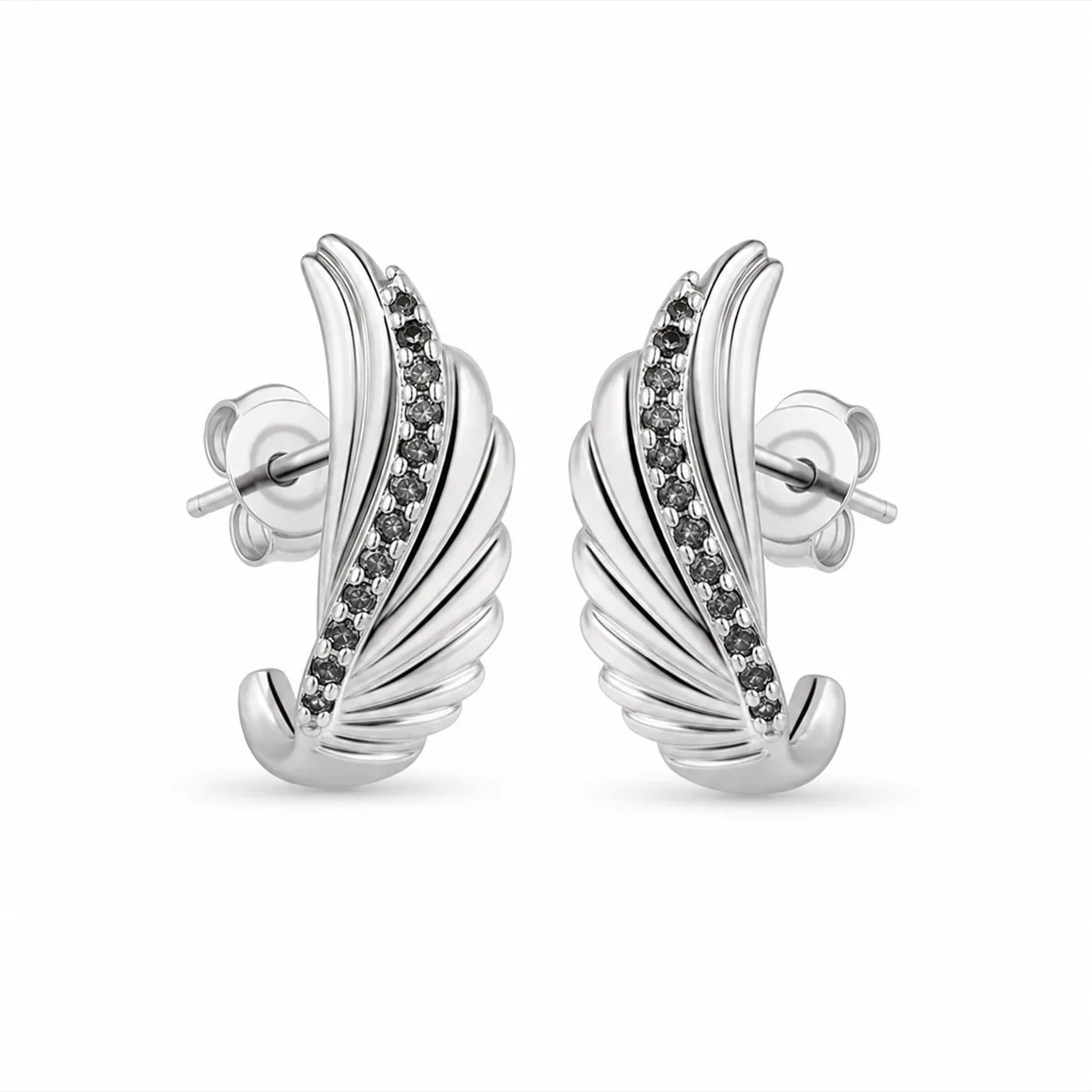 brincos prateados de moda em asa, referência 85372-1