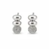 brincos prateados sofisticados com esferas e pavé em fundo branco, referência 85374-17