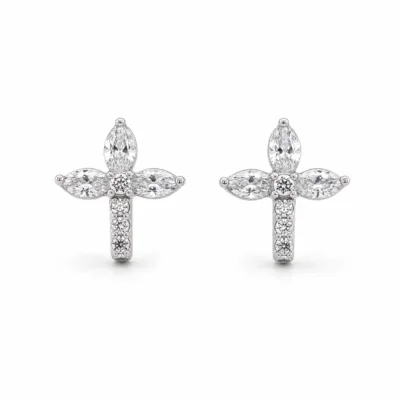 brincos prateados sofisticados em forma de libélula em fundo branco, referência 85374-19