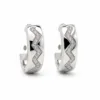 argolas prateadas sofisticadas com zigzag pav e preto em fundo branco, referncia 85375-9