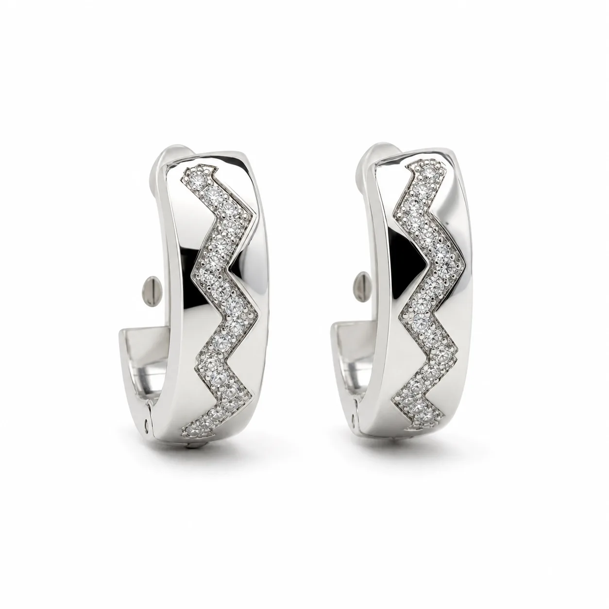 argolas prateadas sofisticadas zigzag, refer锚ncia 85375-9