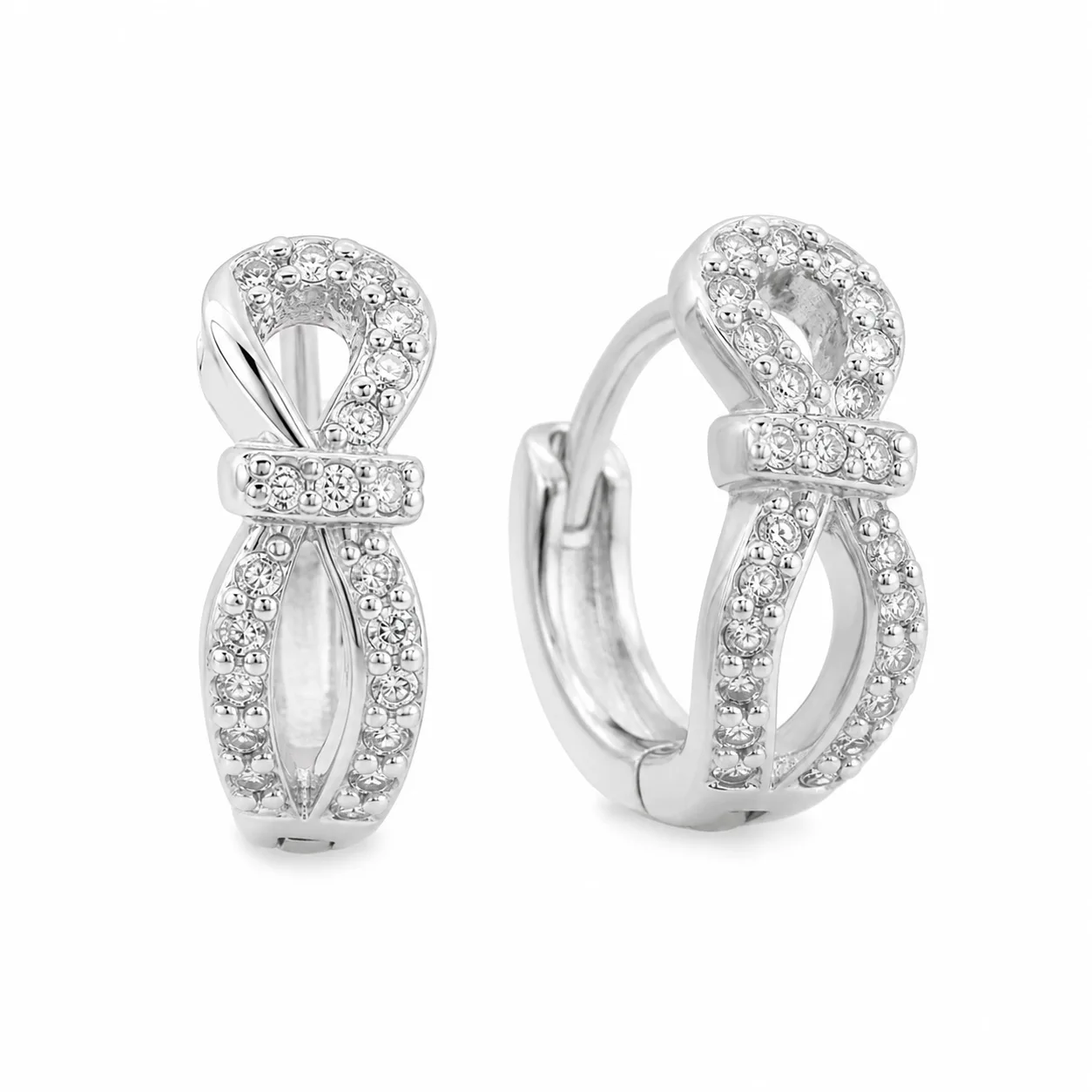 argolas prateadas elegantes em la莽o, refer锚ncia 85376-5