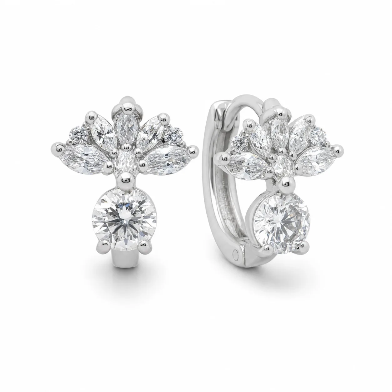 argolas prateadas elegantes florais, refer锚ncia 85376-7