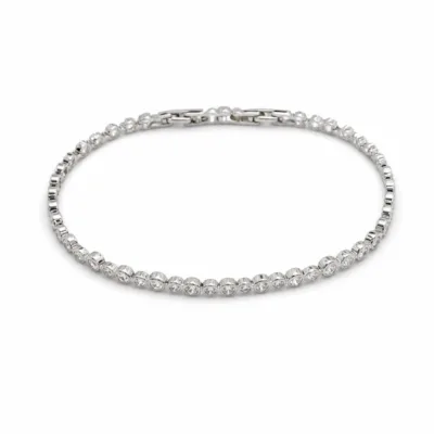 pulseira prateada com zircões em fundo branco, referencia 85394-1