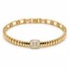 pulseira dourada quadrada com zircões baguette em fundo branco, referencia 85404-1