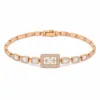 pulseira ouro rosa com cristais baguette em fundo branco, referencia 85405-2
