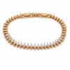 pulseira ouro rosa com cristais navette em fundo branco, referencia 85406-1