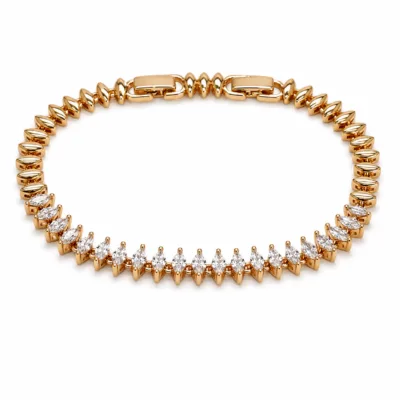 pulseira ouro rosa com cristais navette em fundo branco, referencia 85406-1