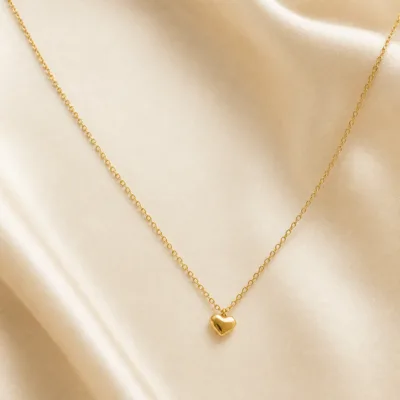 colar dourado com pendente pequeno, variante dourada, pedra clara, referência 85414-1,2