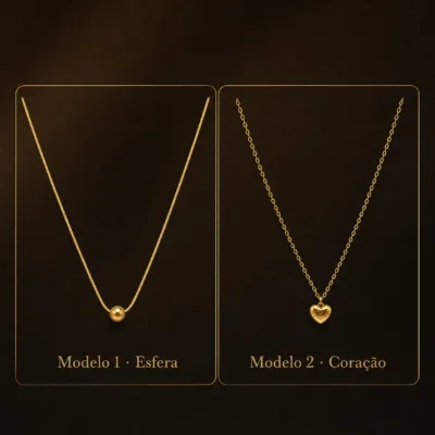 colar dourado com pendente pequeno, variante dourada, pedra clara, referência 85414-1,2