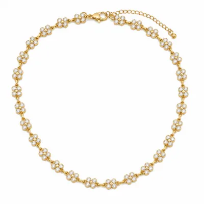 colar de flores com cristais coloridos, G — Cristal Dourado, em fundo branco, referência 85428