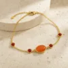 Pulseira Dourada com Pedra Laranja, referência 85439-2-A