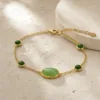 Pulseira Dourada com Pedra Verde, referência 85439-2-C