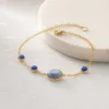Pulseira Dourada com Pedra Azul Denim, referência 85439-2-E