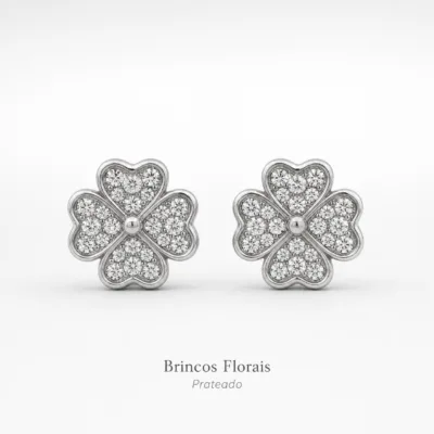 Brincos de Quatro Folhas com Cristais – Escolha o Acabamento