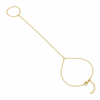 pulseira de mão dourada lisa e minimalista em fundo branco, referência 85474-1