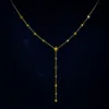 colar dourado em Y com estrelas, fundo branco, referência 85479-1