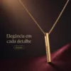 colar com pendente barra, variante dourada, fundo de estúdio, referência 85540