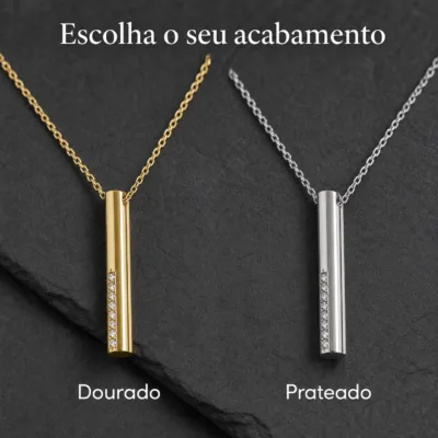 colar com pendente barra, variante dourada, fundo de estúdio, referência 85540