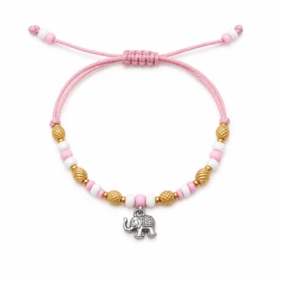 Tornozeleira rosa com elefante, uma unidade