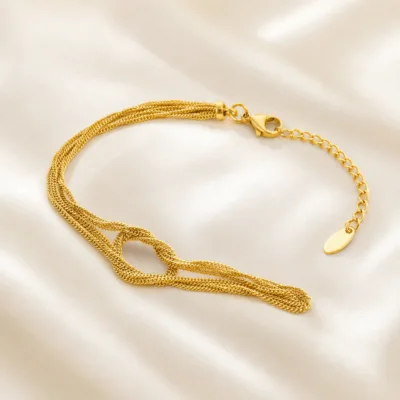 pulseira dourada multifiada com nó, imagem 2, referência 85575