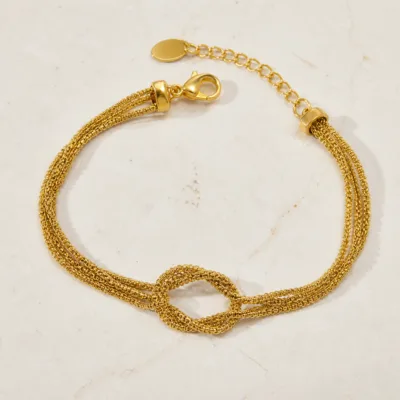 pulseira dourada multifiada com nó, imagem 3, referência 85575