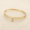 Pulseira Rígida Dupla com Coração — 2 Cores — A — Dourado