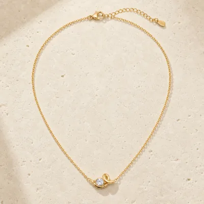 colar entrelaçado com cristal, A — Dourado, em pedra clara de tom quente, referência 85584