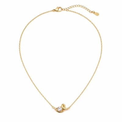 colar entrelaçado com cristal, A — Dourado, em fundo branco, referência 85584