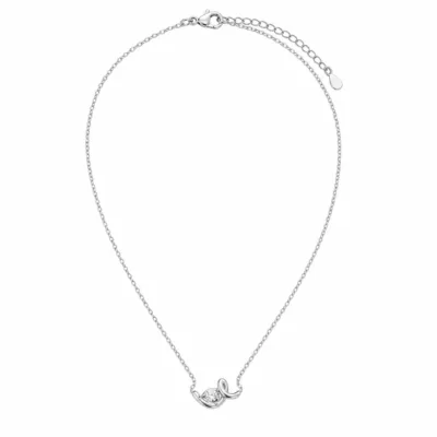 colar entrelaçado com cristal, B — Prateado, em fundo branco, referência 85584