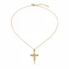 colar crucifixo dourado, fundo branco, referência 85585-2