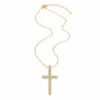 colar com cruz pavé dourada, fundo branco, referência 85586-1