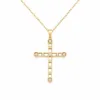 colar com cruz aberta e cristais, fundo branco, referência 85586-2
