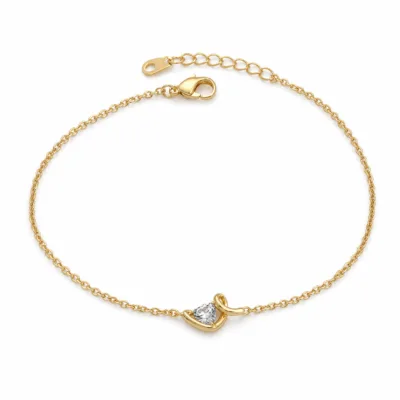 pulseira de coração com cristal, variante dourada, fundo branco, referência 85589