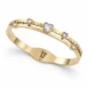 pulseira de corações com cristais, variante dourada, fundo branco, referência 85597-2