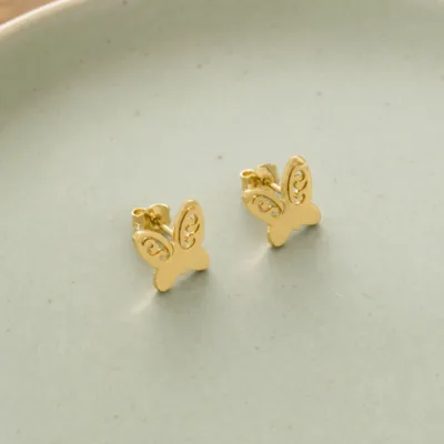 Brincos Dourados Borboleta Filigrana, referência K2026-008-26
