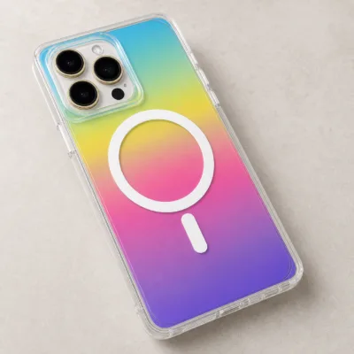 Capa Magnética Arco-Íris QCCX para iPhone 14 Pro Max e iPhone 15
