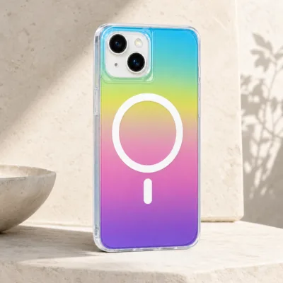 Capa Magnética Arco-Íris QCCX para iPhone 14 Pro Max e iPhone 15