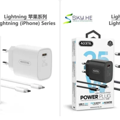 Carregador ACCETEL 25W branco e preto