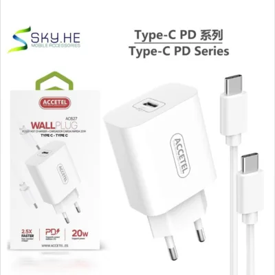 Carregador ACCETEL 20W AC627 com cabo USB-C