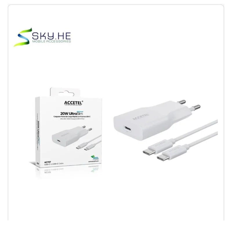 Carregador ACCETEL UltraSlim 20W PD com cabo USB-C