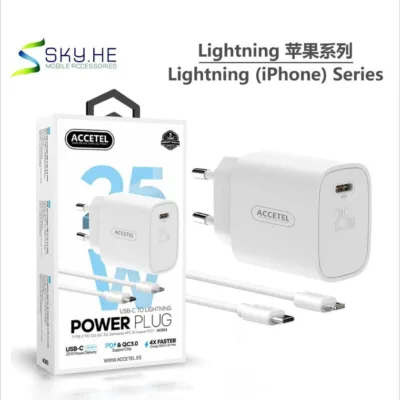 Carregador ACCETEL AC853 branco 25W com cabo Lightning
