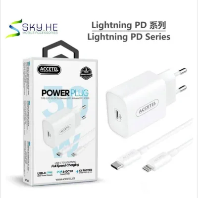 Carregador ACCETEL AC933 30W completo com cabo Lightning