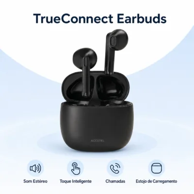 Auriculares sem fios ACCETEL W30BB TrueConnect preto - imagem 4
